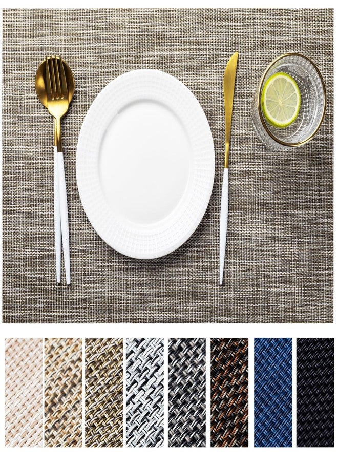 LEXMORE Placemats Set of 4 Vinyl/Plastic Woven Place Mats for Kitchen Table Indoor/Outdoor Washable Placemat Wipeable Dining Table Mats(Cappuccino) - Image 1